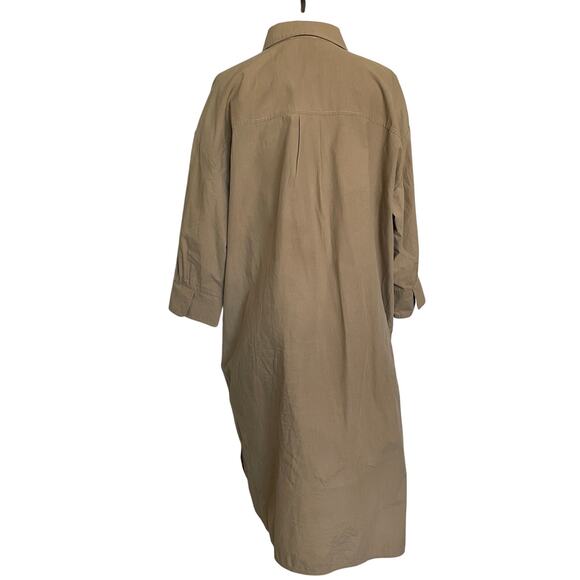 MOD REF Button Front Khaki Cotton Shirt Dress Medium - Picture 9 of 11